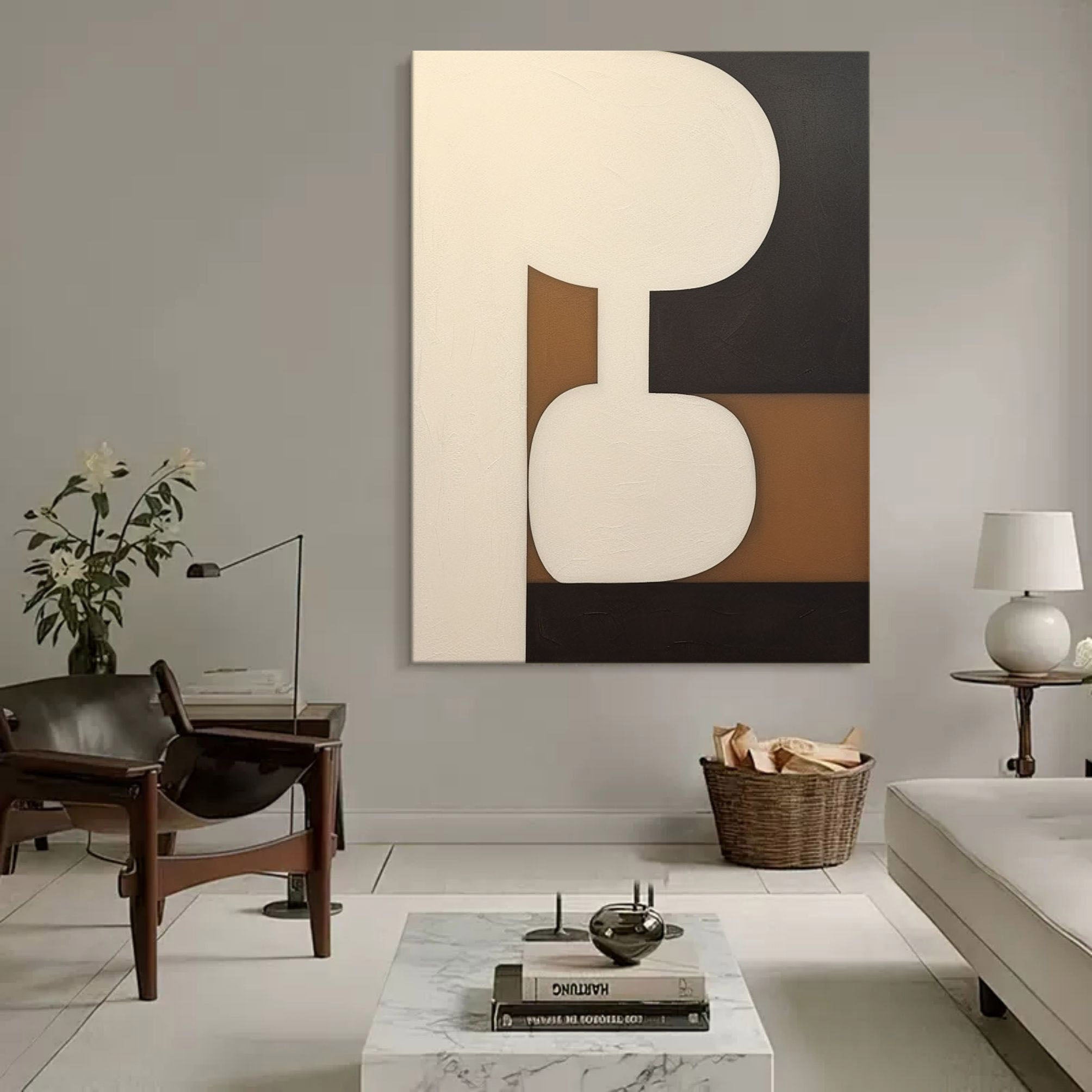 Wall Art Beige Brown Abstract Shape Plaster
