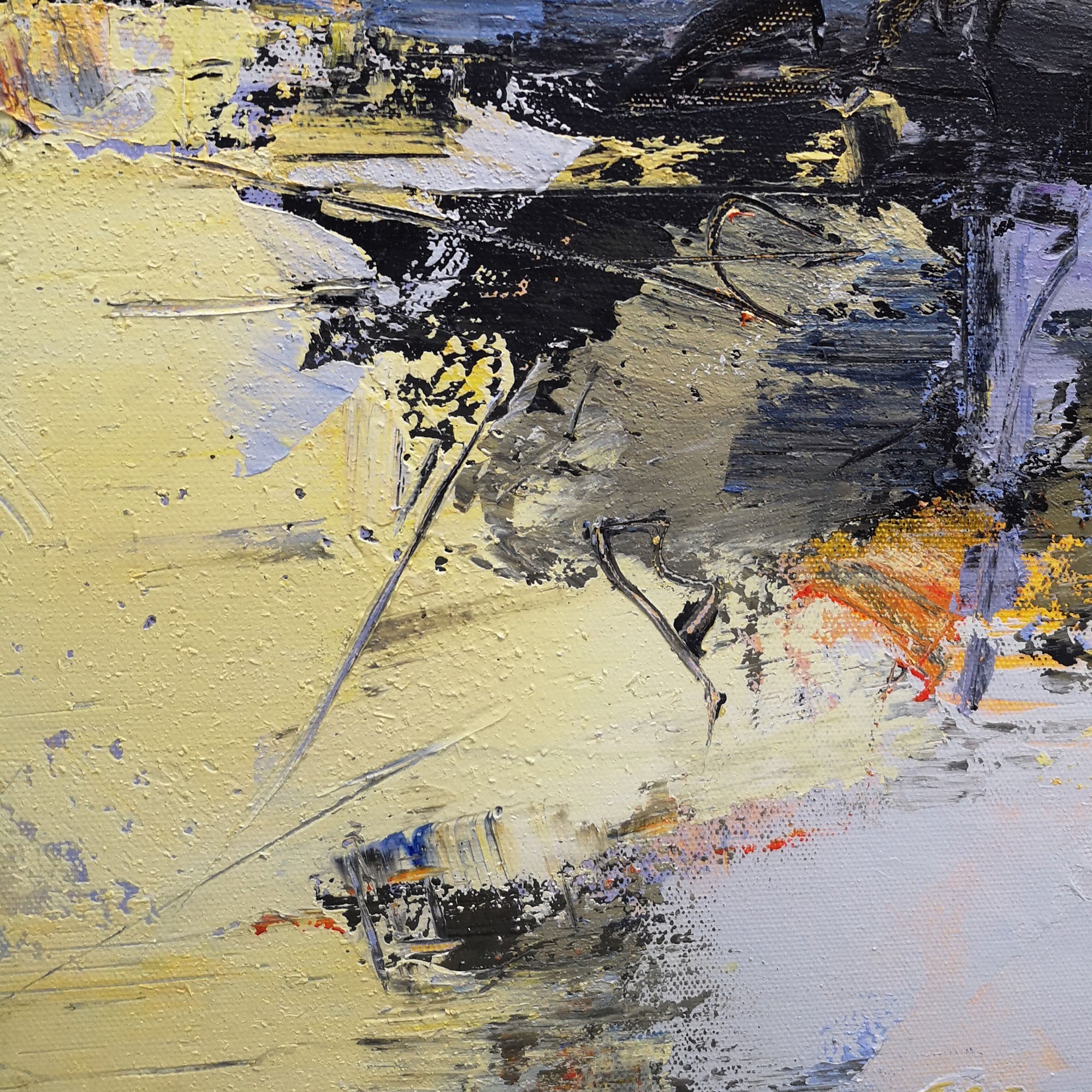 Yellow Blue Abstract Expressionist Painting