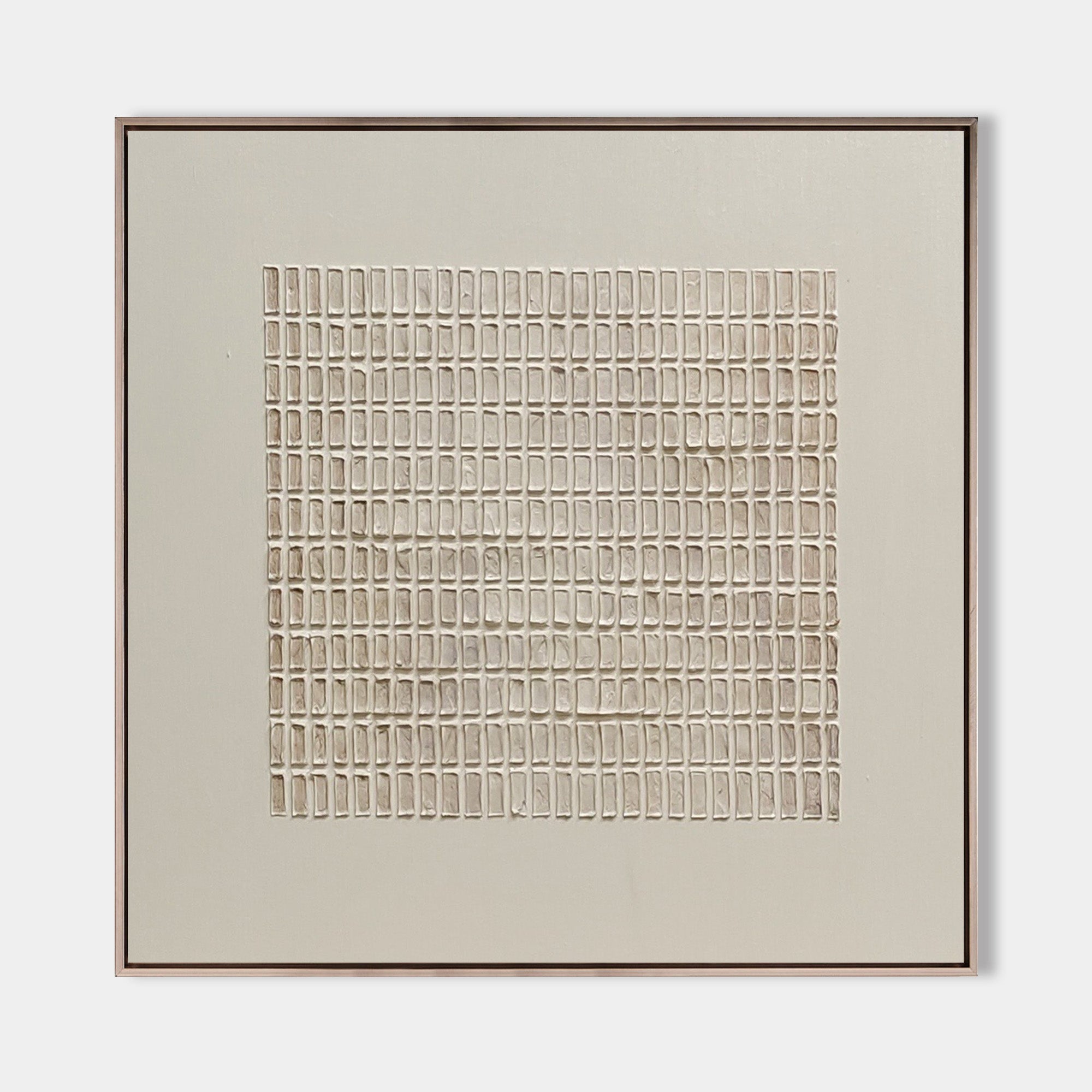 Neutral Grid Pattern Textured Contemporary Wall Art