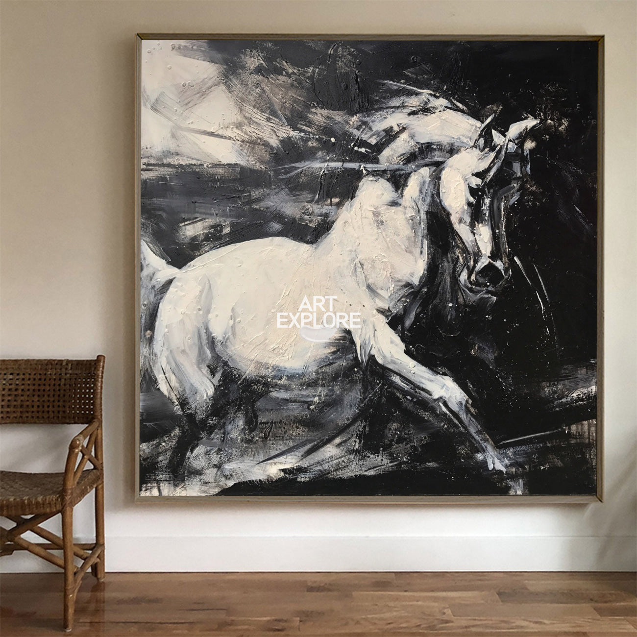 White Horse Abstract Portrait Painting