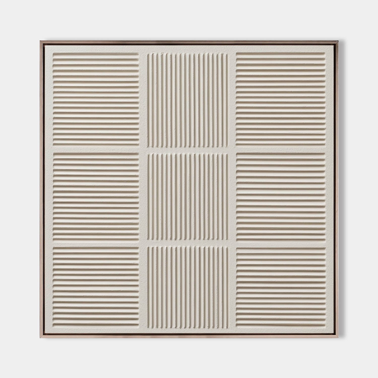 Elowen Beige Geometric Grid Canvas Wall Art
