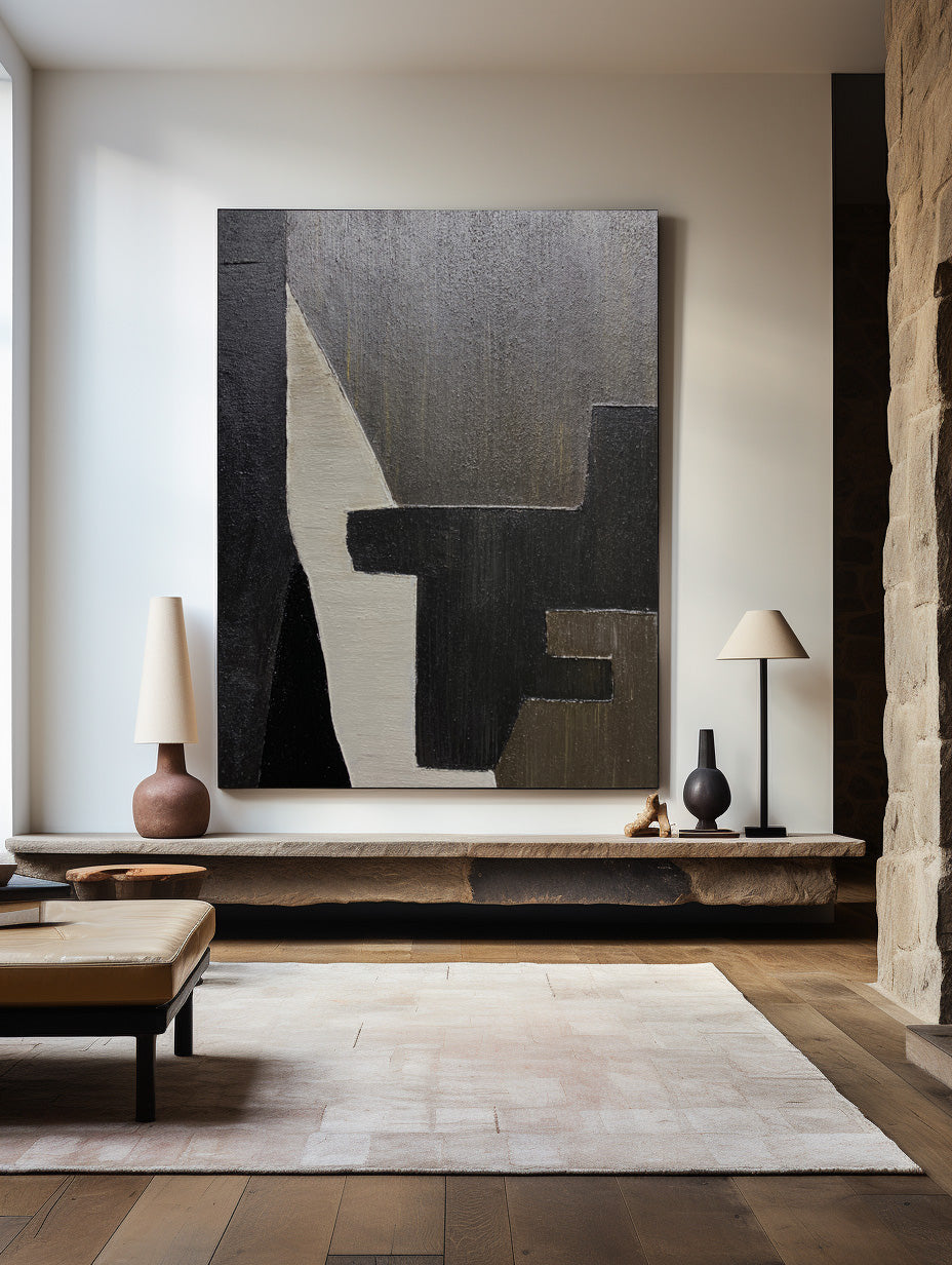 Black And Brown Abstract Painting ABAV190 - Neutralighting