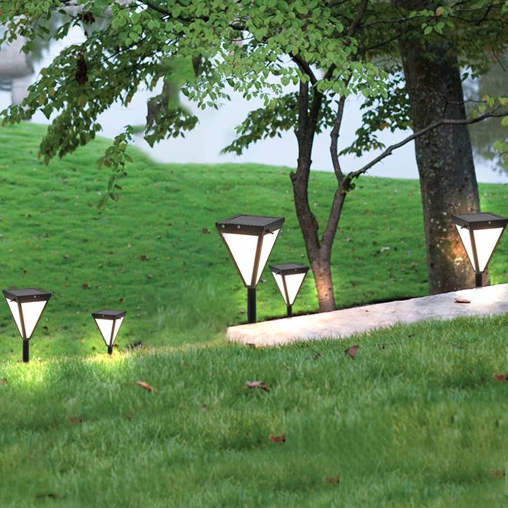 Ray Modern Metal Tapered Solar Outdoor Path Light, Black - Neutralighting