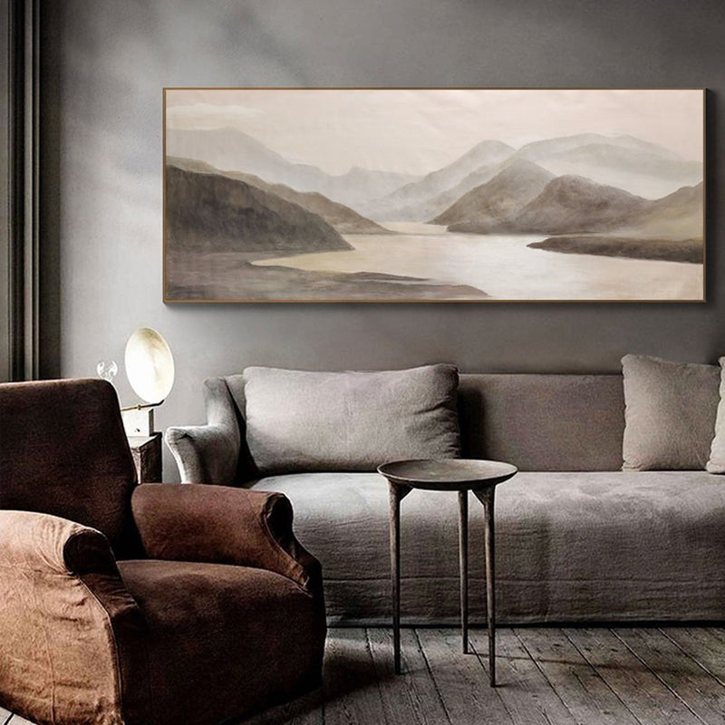 Wall Art Misty Lake Mountain Landscape Panoramic Living Room | Neutralighting