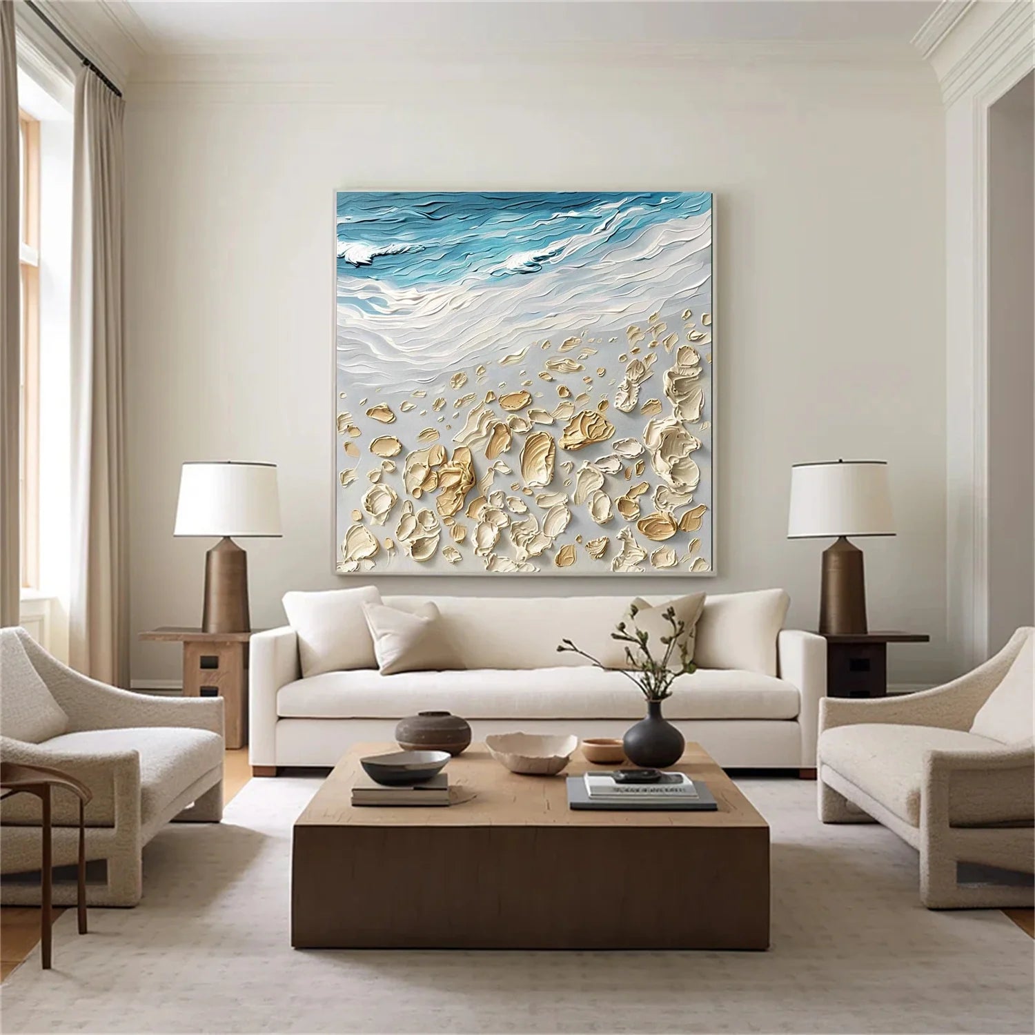 Wall Art Serene Coastal Beach Landscape Neutral