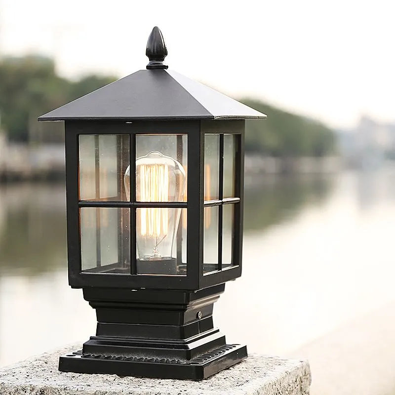 Etilo Modern Metal Glass Lantern LED Outdoor Light Post - Neutralighting