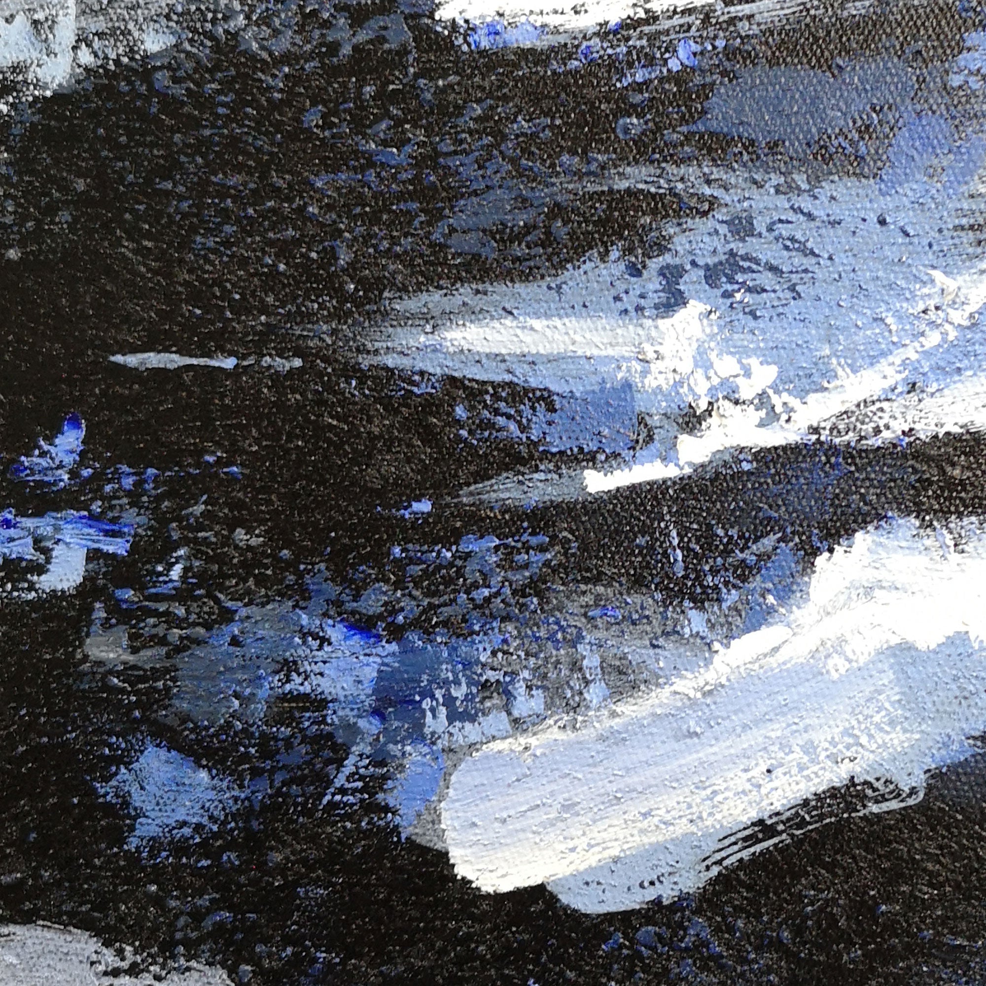 Deep Blue Blakc Abstract Painting