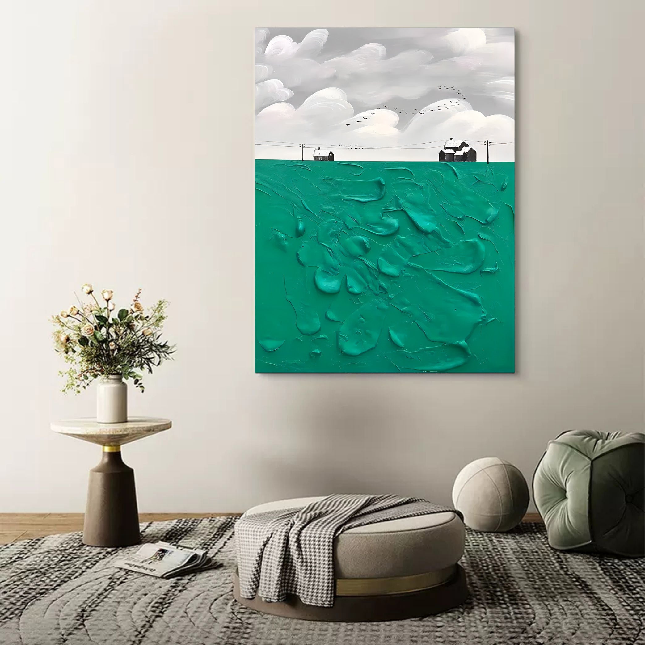 Wall Art Teal Green Countryside Farmhouse