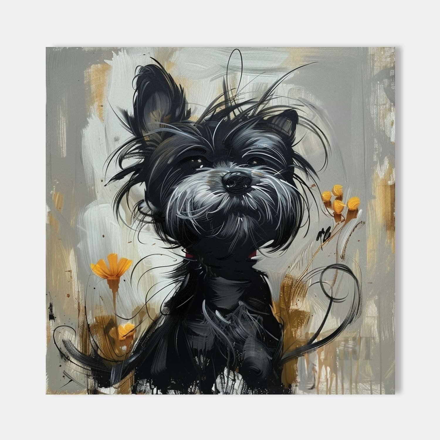 Wall Art Textured Black Terrier