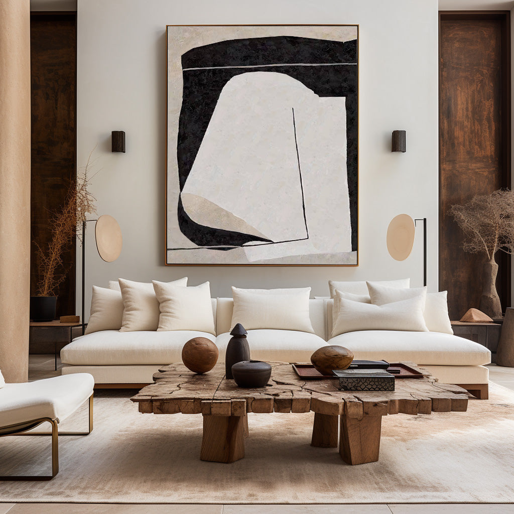 Minimalist Black White Abstract Framed Wall Art