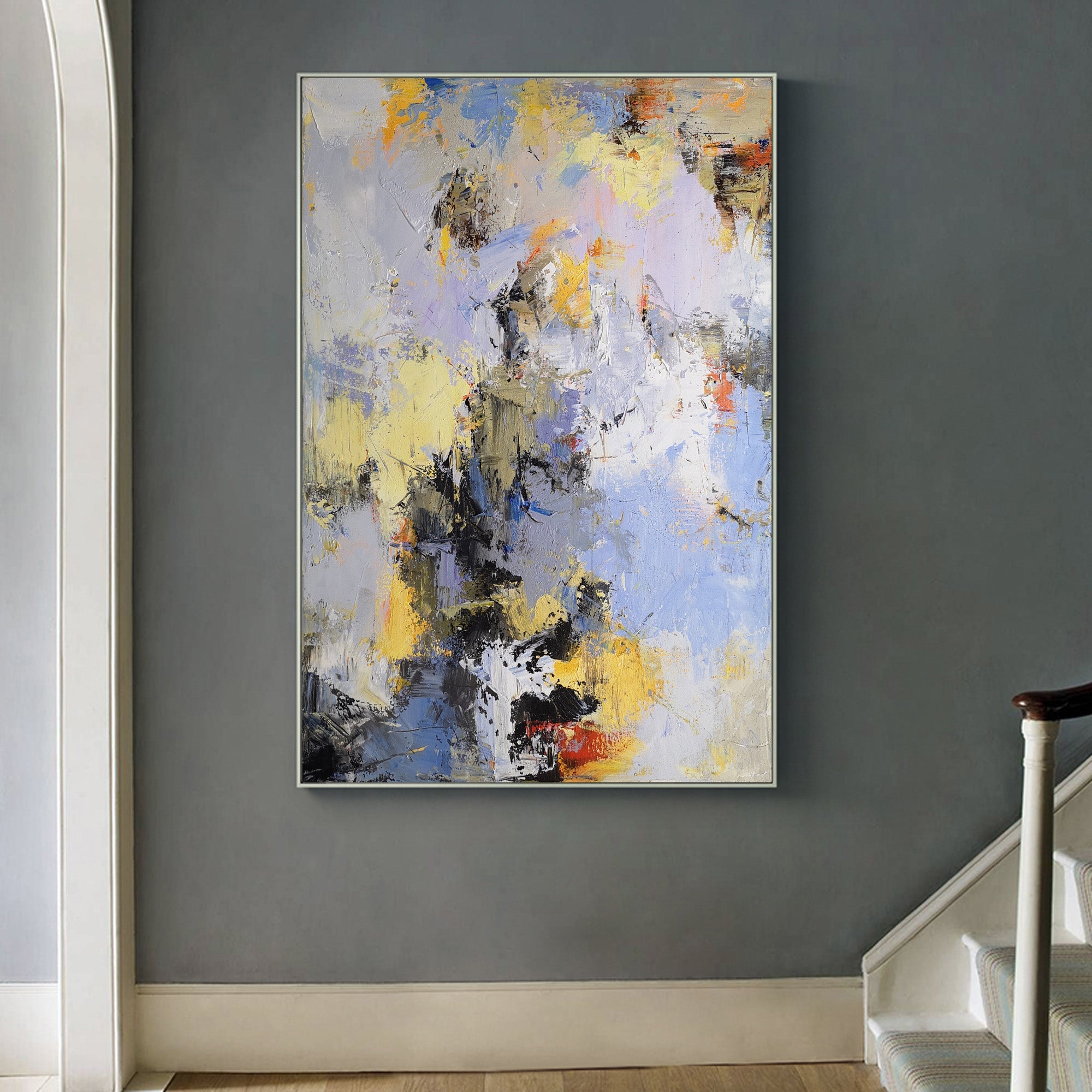 Yellow Blue Abstract Expressionist Painting