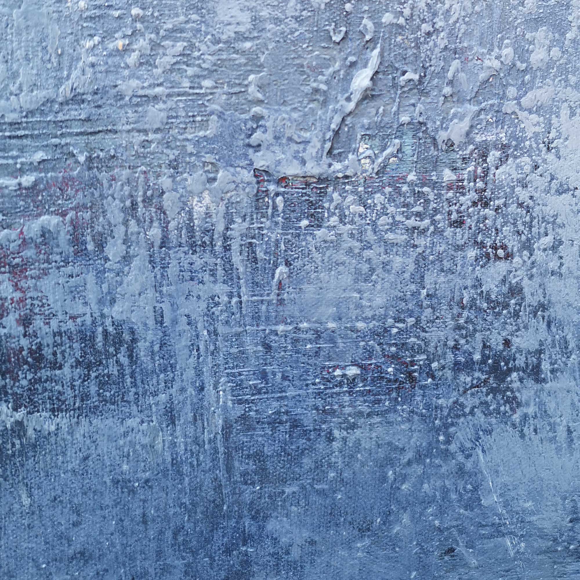 Navy‑Blue‑Grey Vertical Seascape Horizon Impasto‑Textured Artwork