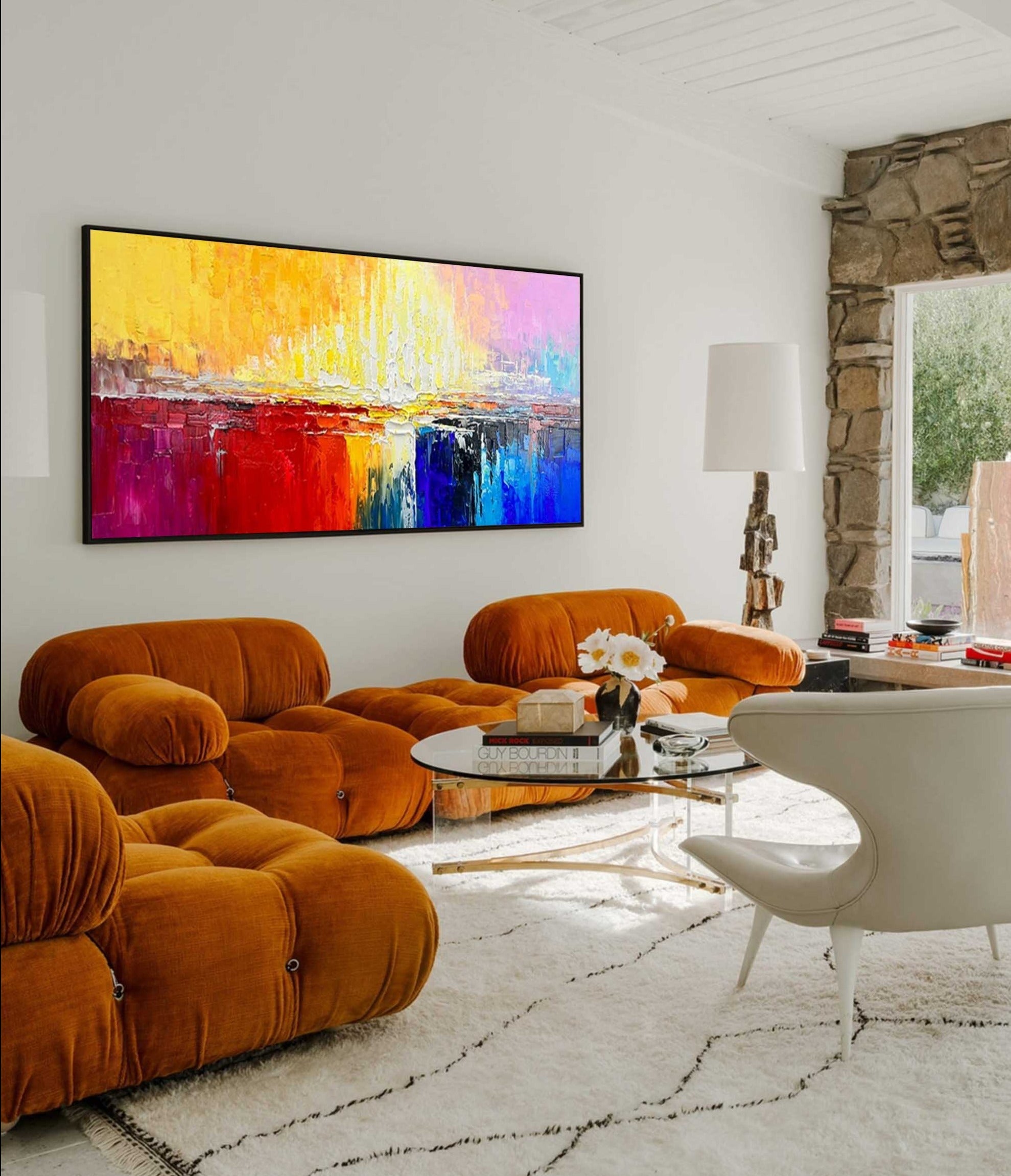 Wall Art Abstract Sunset Yellow Red Contemporary