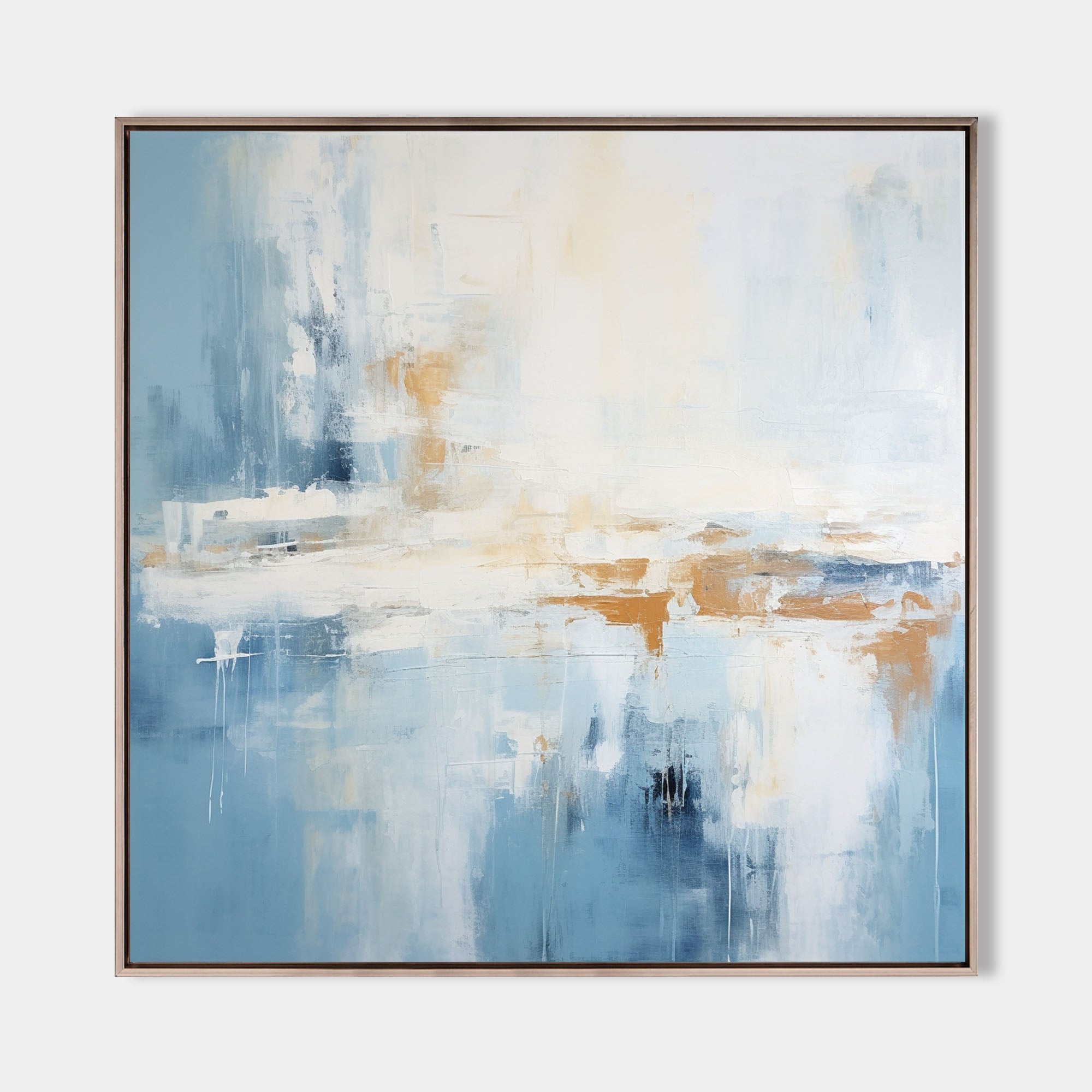 Misty Blue Coastal Abstract Canvas Wall Art