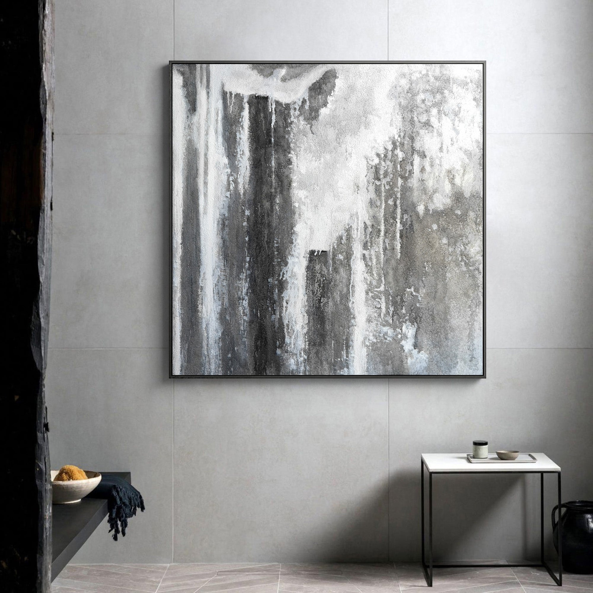 Grey And White Abstract Art