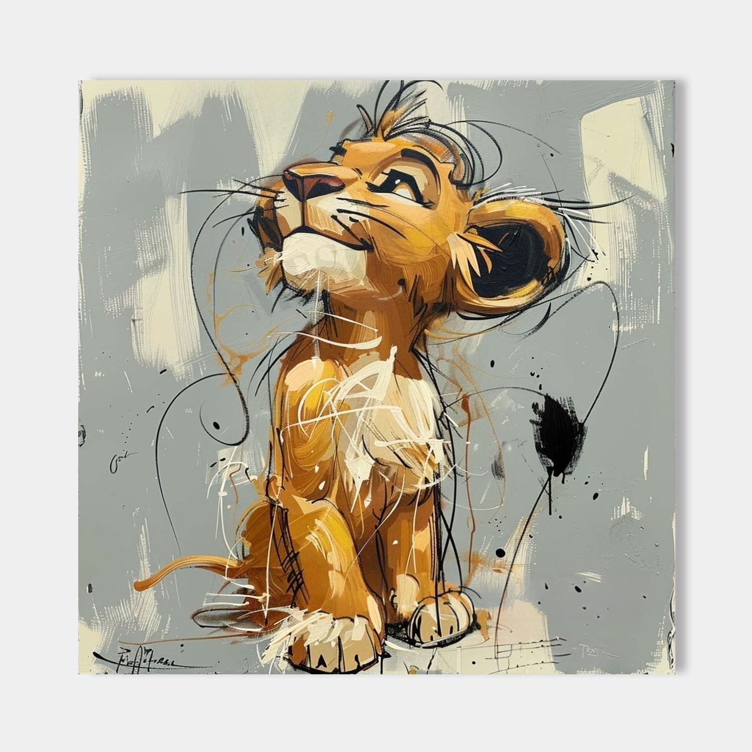 Wall Art Pop Cartoon Lion Graffiti Modern Joyful