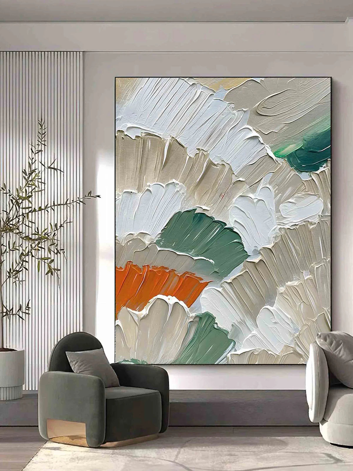 Morandi Tone Impasto Floral Textured Wall Art