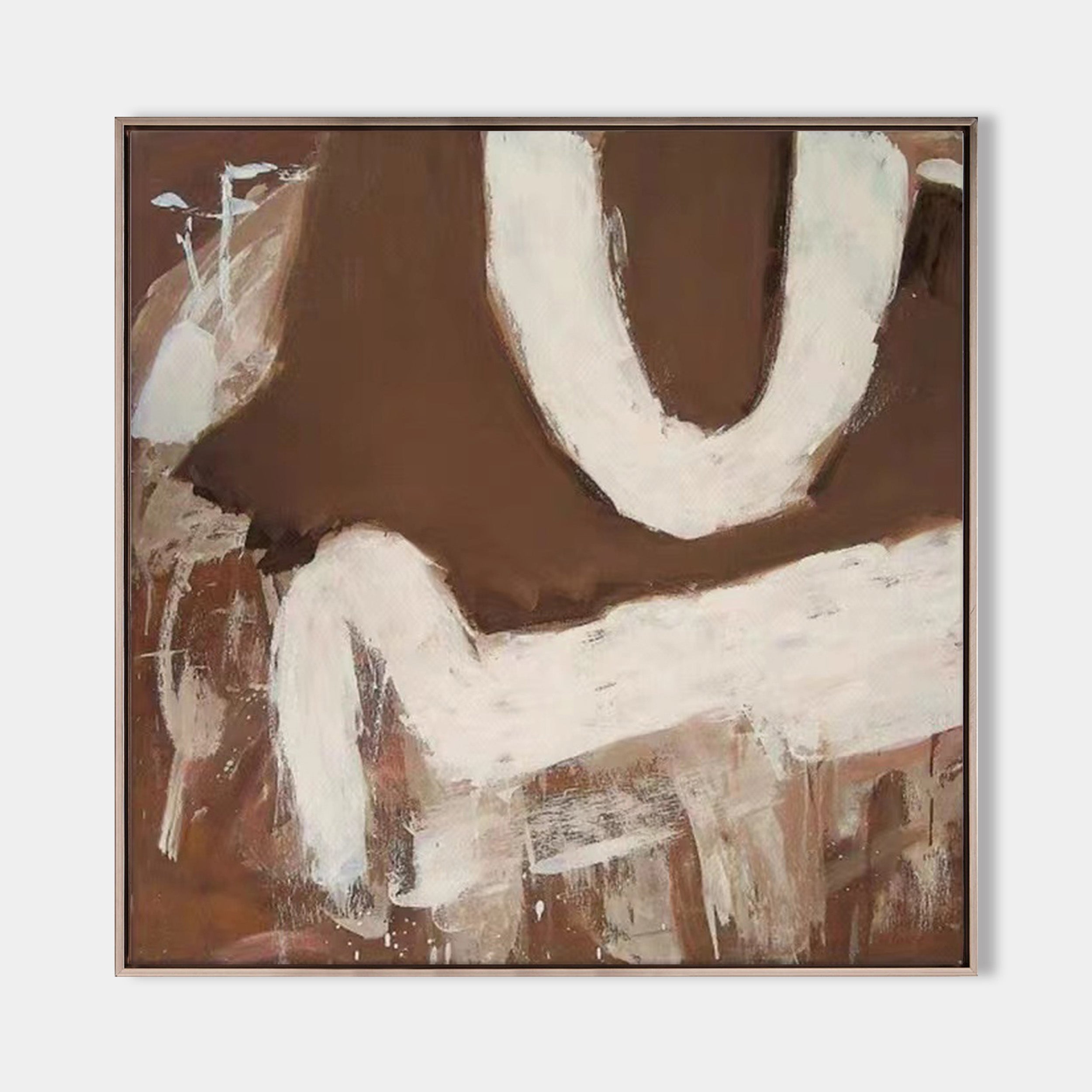 Wall Art Abstract Brown White Painting