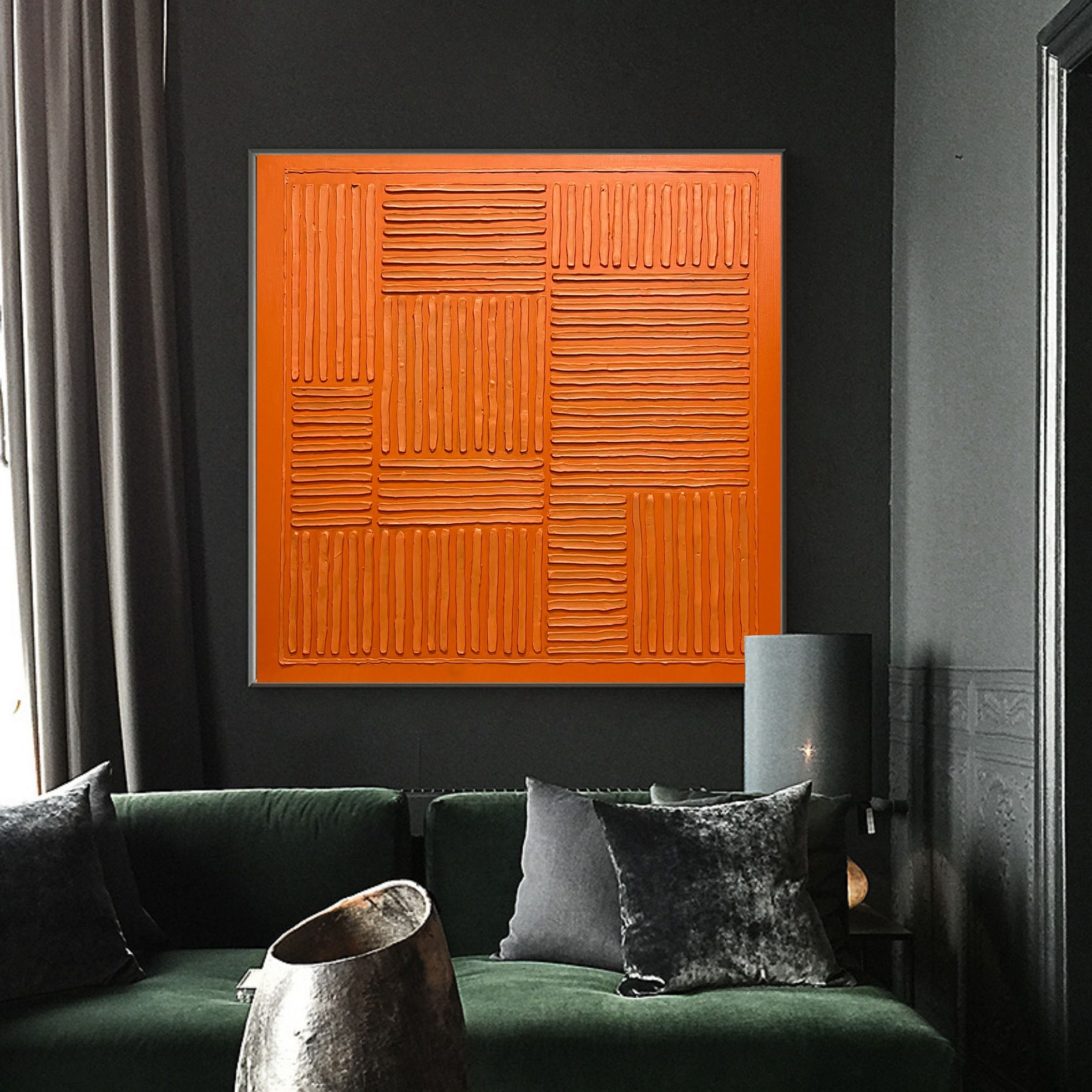 Wall Art Orange Energetic Abstract Chaotic