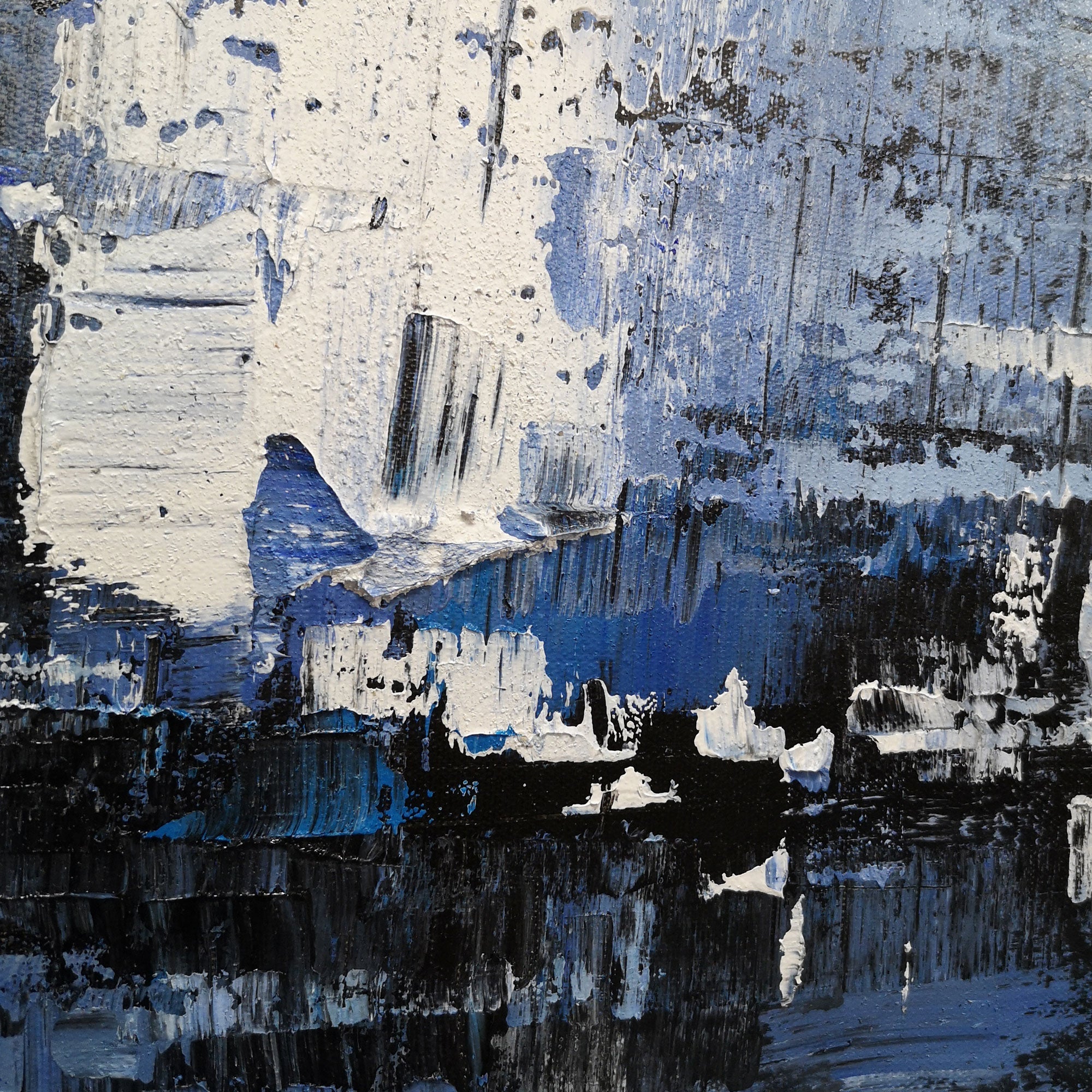 Blue Grey Abstract Textured Painting