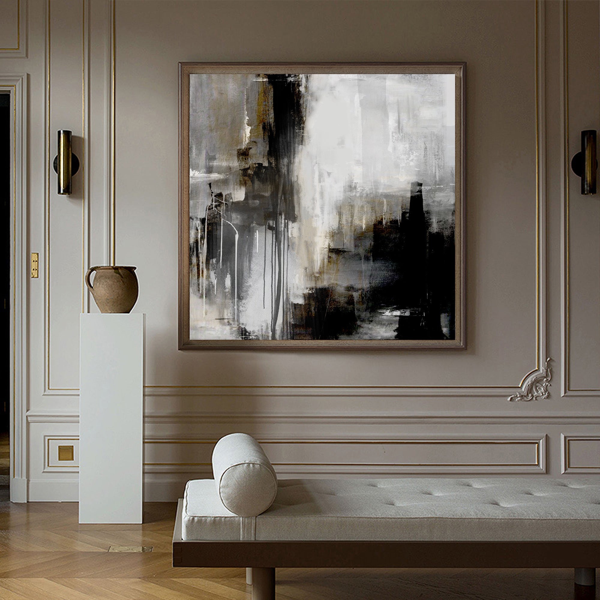 Black Grey Abstract Painting