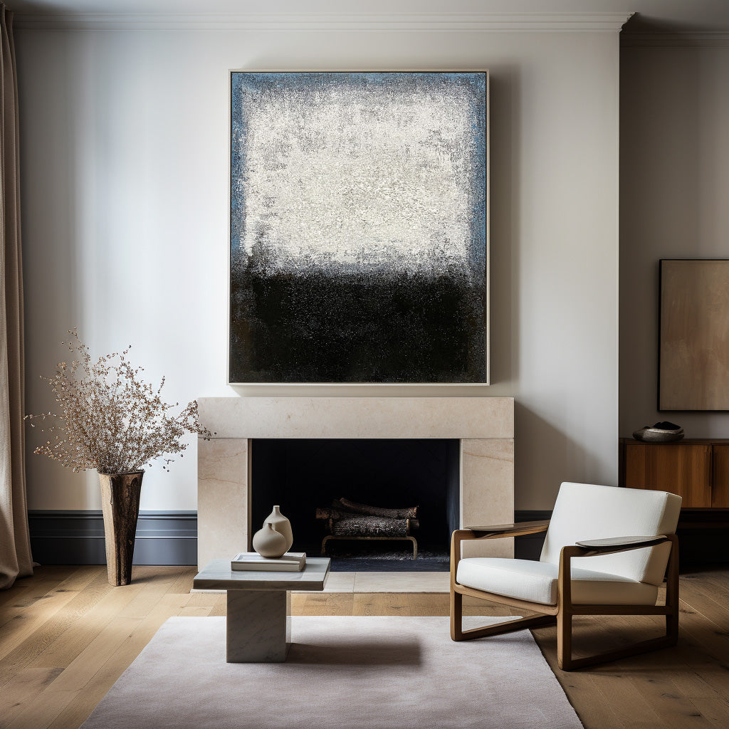 Black White Blue Minimalist Painting ABAV106 - Neutralighting