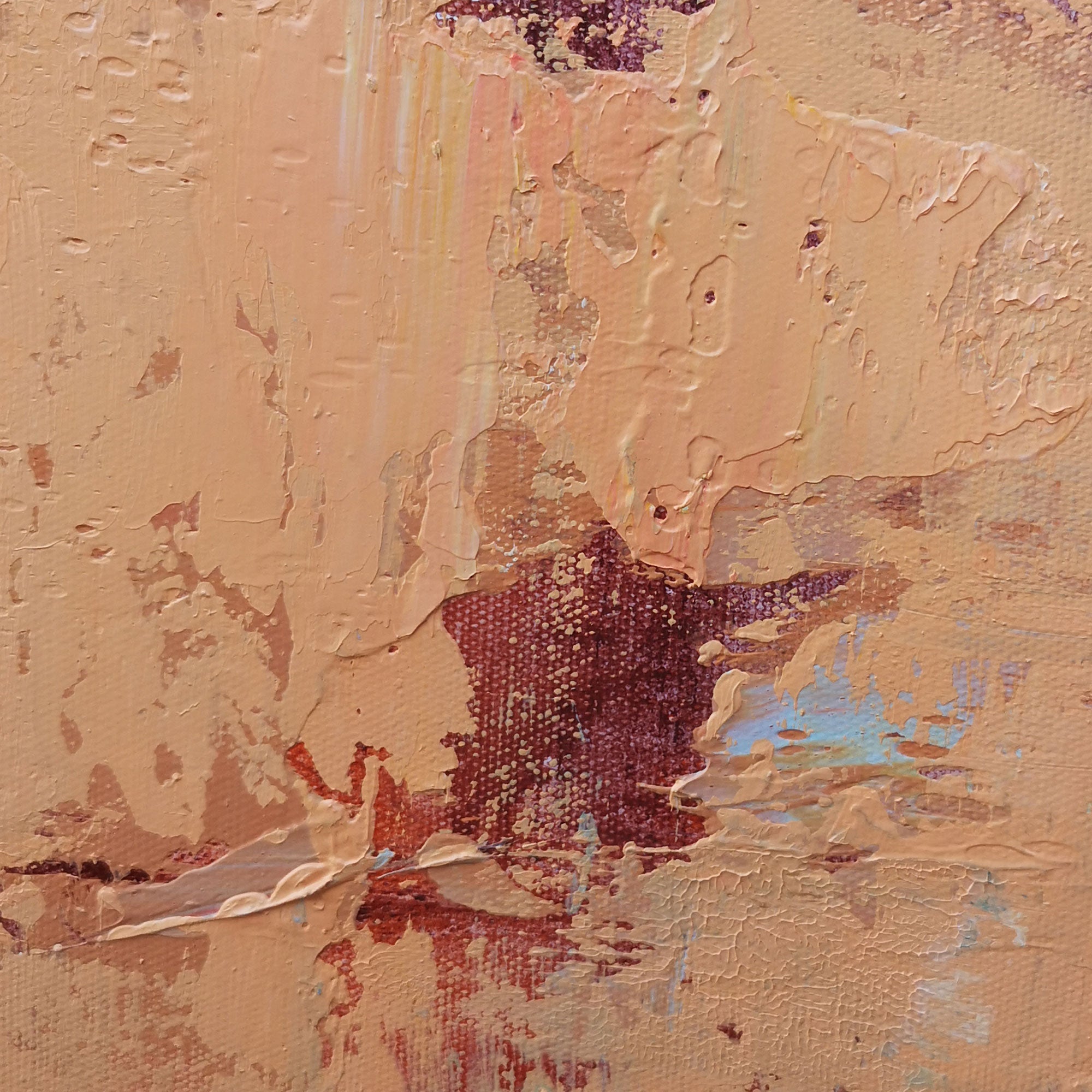 Blue‑Orange‑Gold Vertical Abstract Horizon Impasto‑Textured Artwork