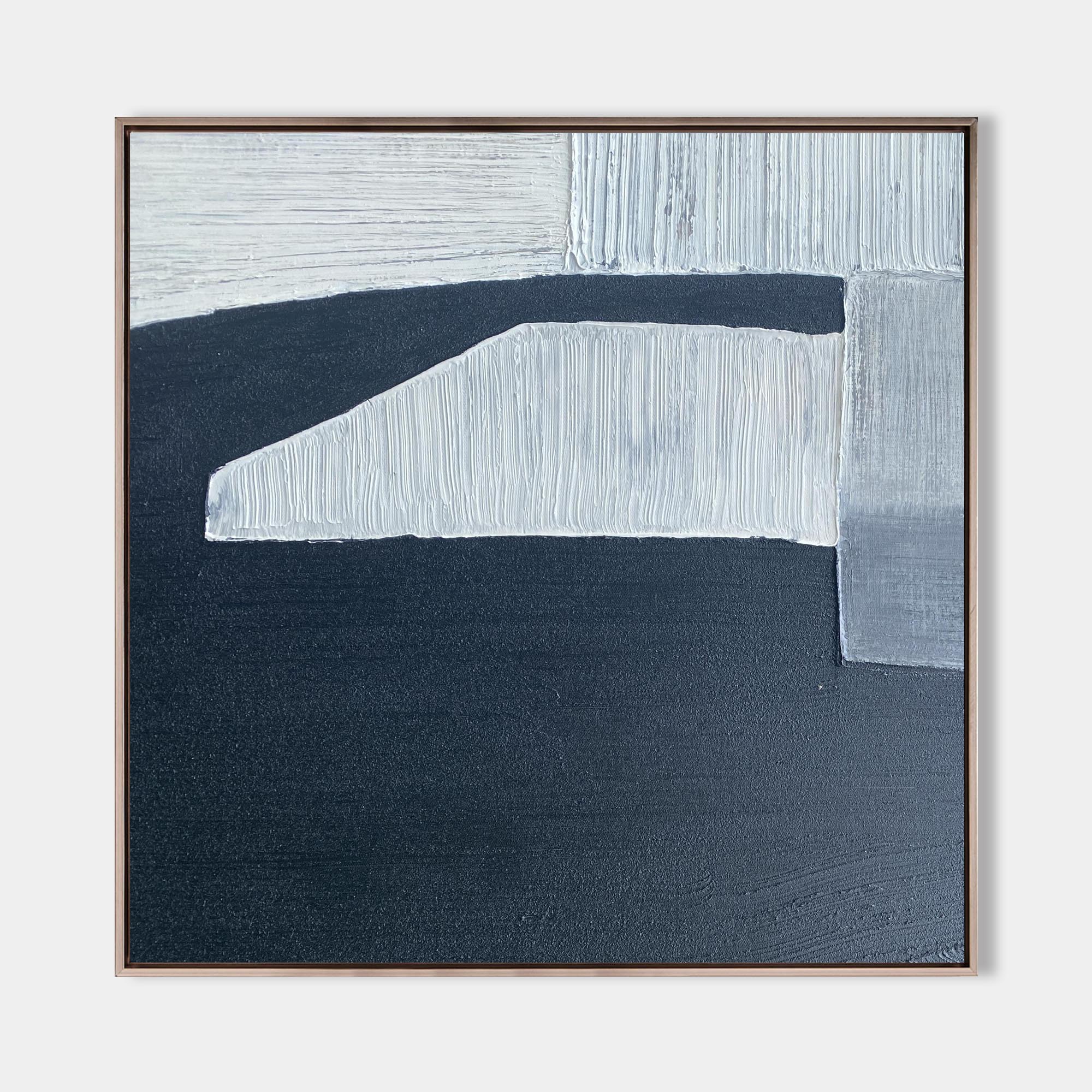 Blue White Black Abstract Geometric Painting