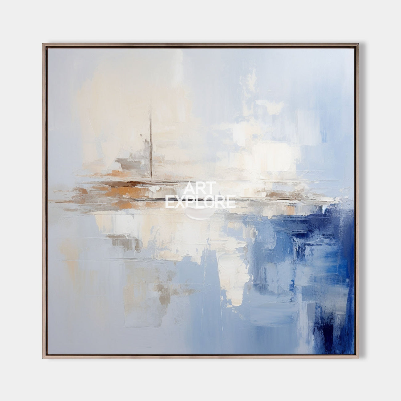 Soft Blue White Abstract Coastal Textured Wall Art