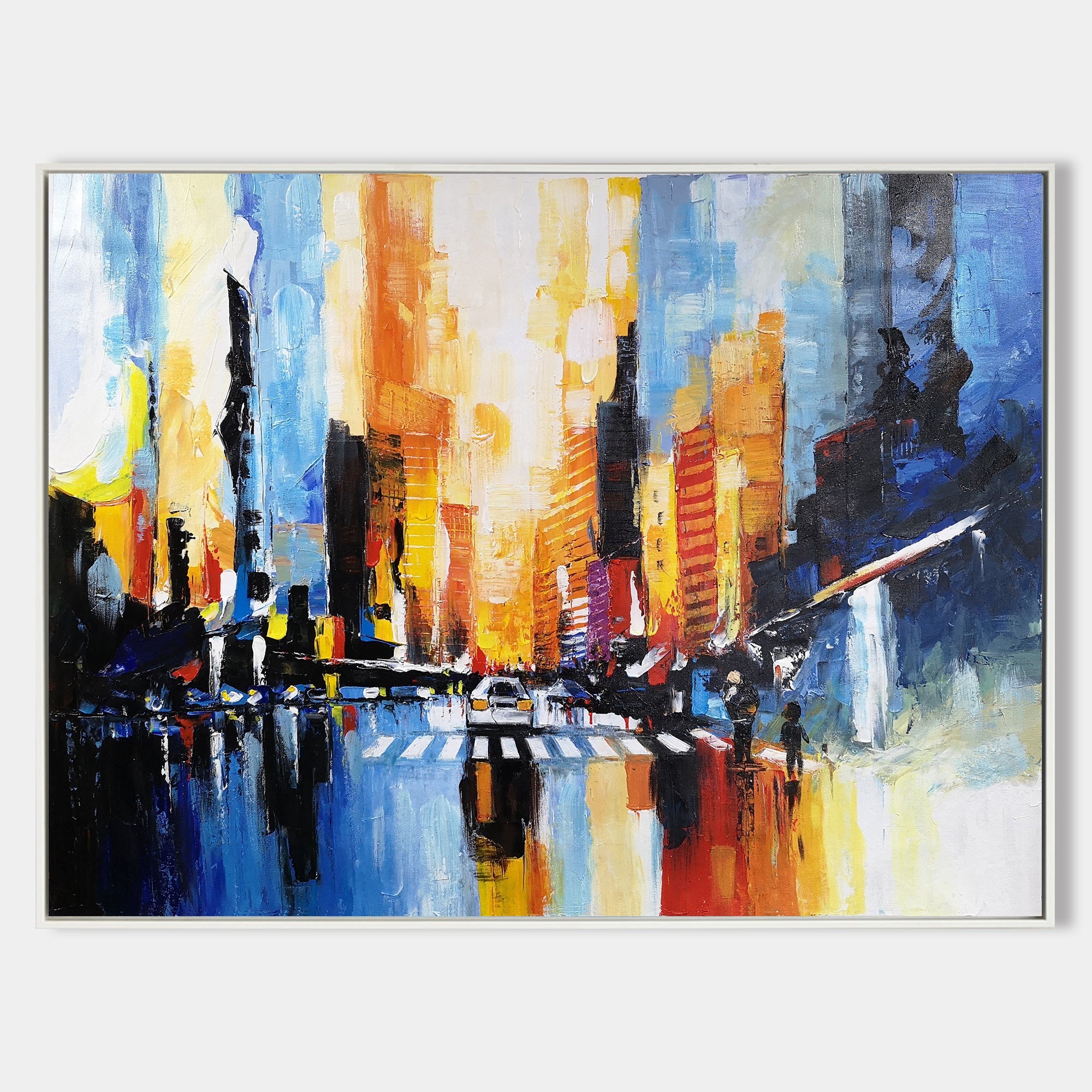 Vibrant Abstract City Lights Framed Wall Art