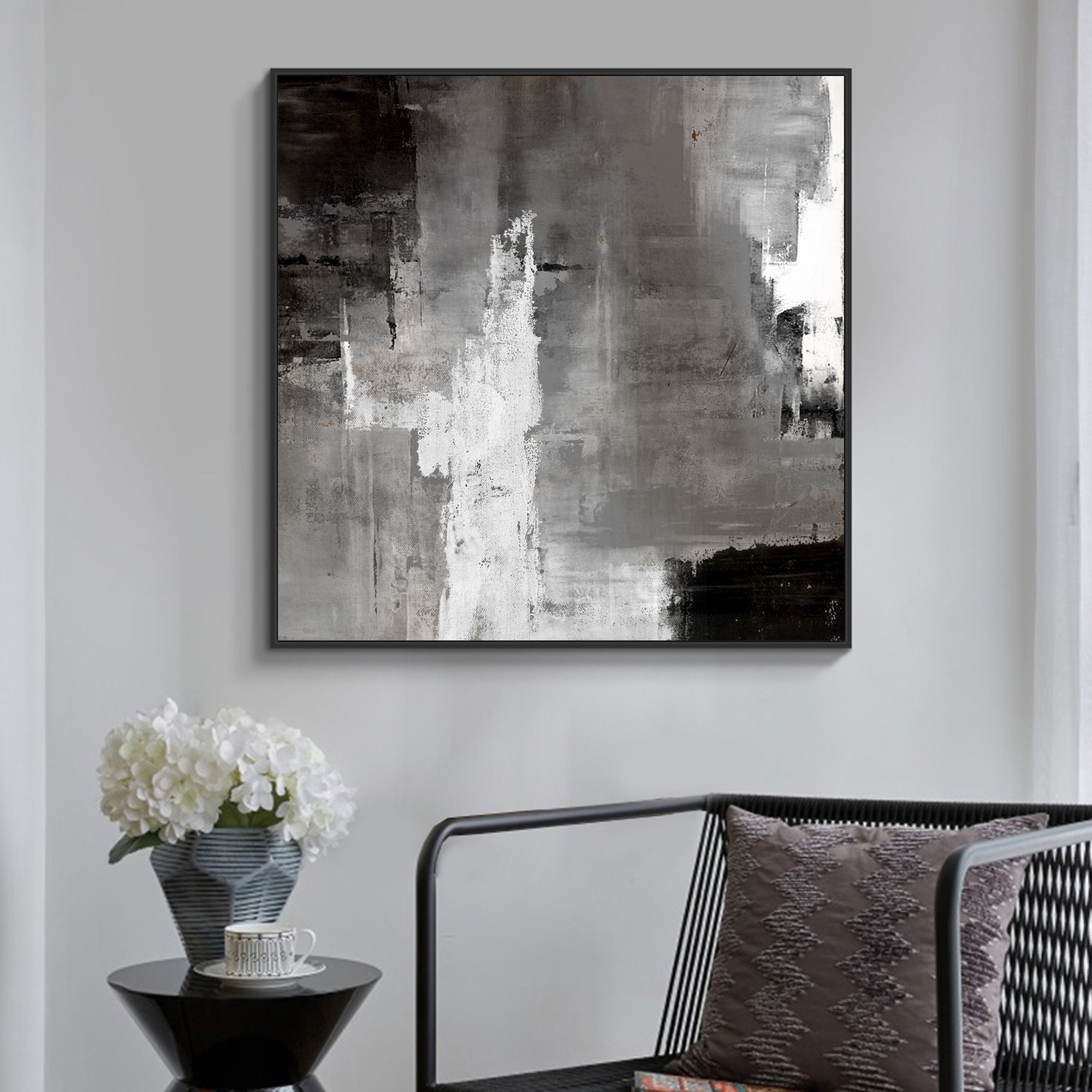 Black White Gey Abstract Art