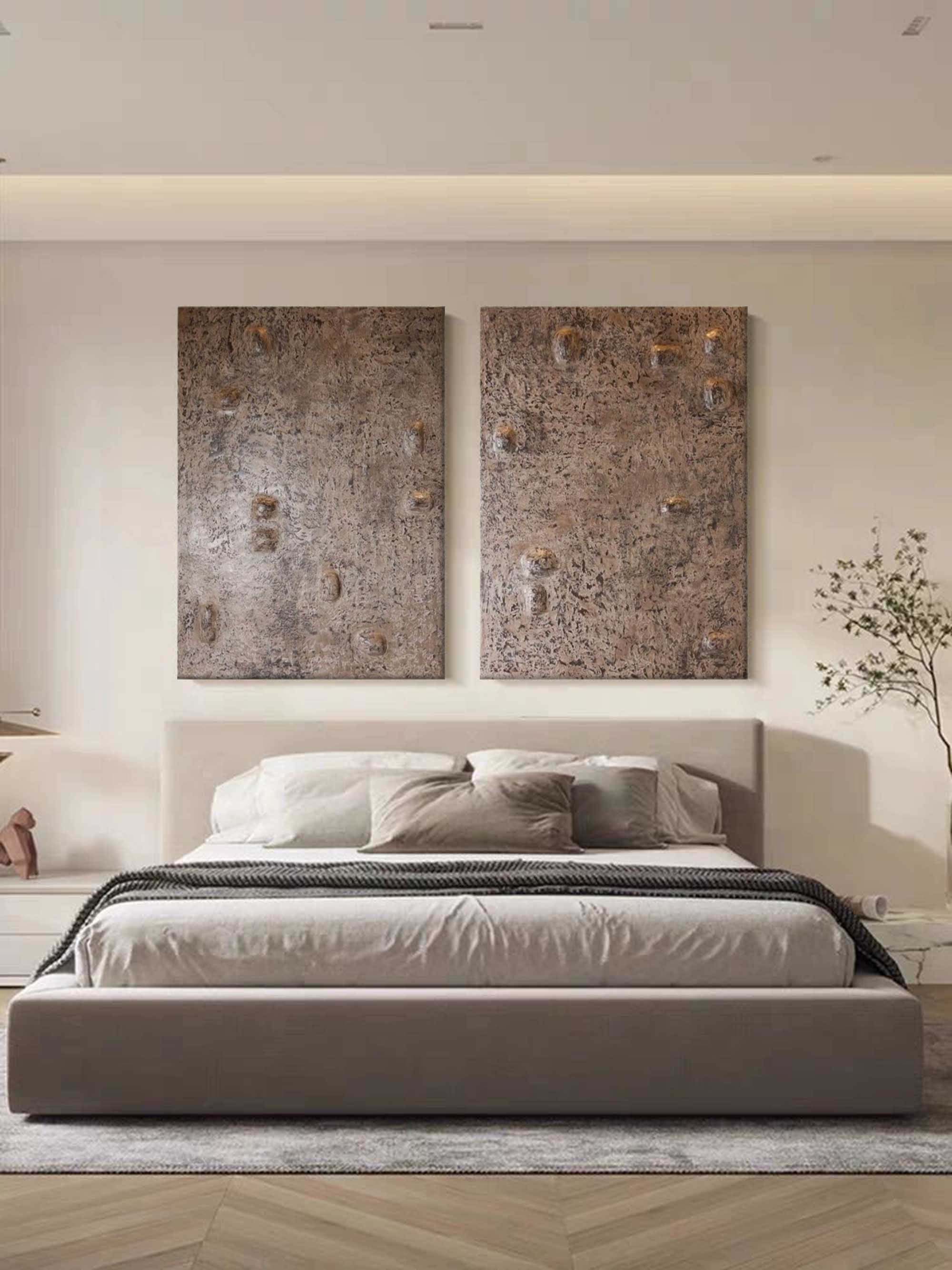 Wall Art Diptych Abstract Mineral Vein Warm