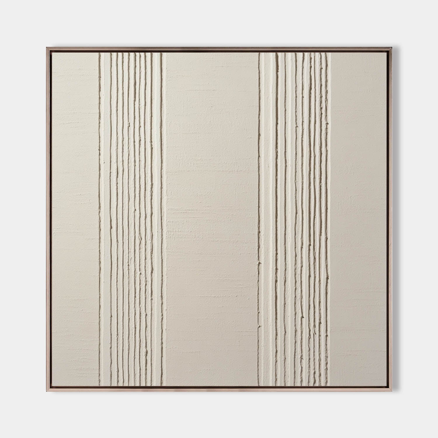 Neutral Beige Vertical Stripe Abstract Thick Tactile Textured Artwork