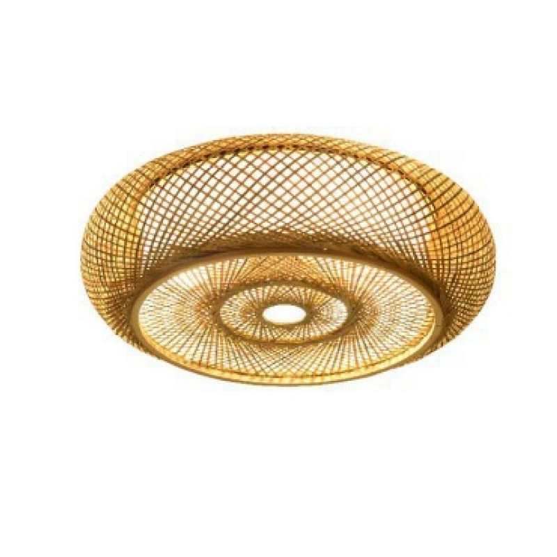 Muto Rattan Woven Rustic LED Flush Mount Ceiling Light - Neutralighting