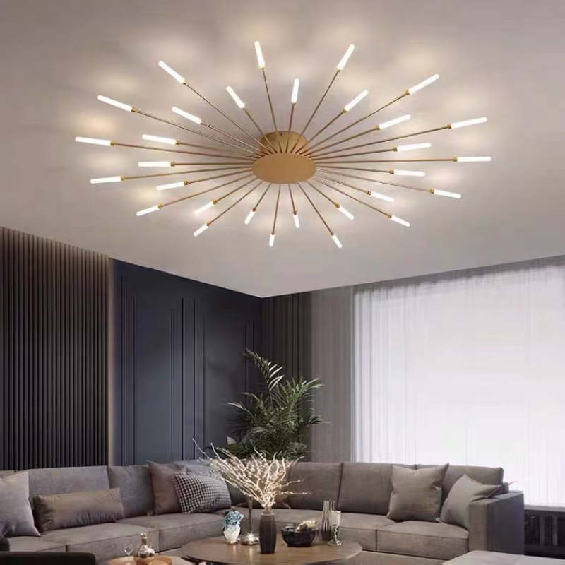 Wesley Flush-Mount Ceiling Light Fireworks, Black/Gold