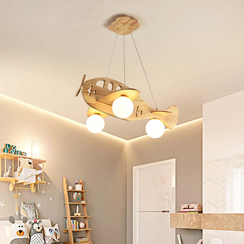 Arisha Vintage Airplane Shape Pendant Light, Wood - Neutralighting