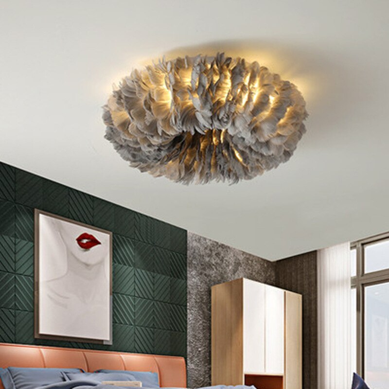 O'Moore Swan Feather Round Ceiling Light - Neutralighting