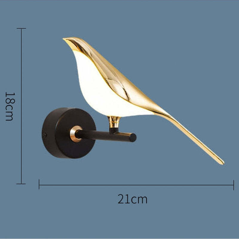 Arisha Minimalist Magpie Bird Metal Wall Lamp, Bedroom - Neutralighting