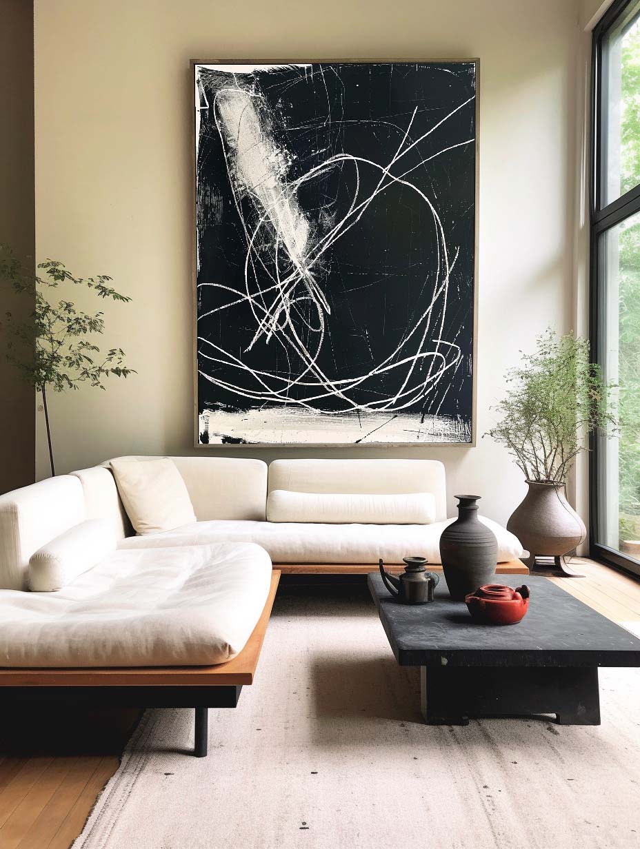 Black and White Abstract Oil Painting