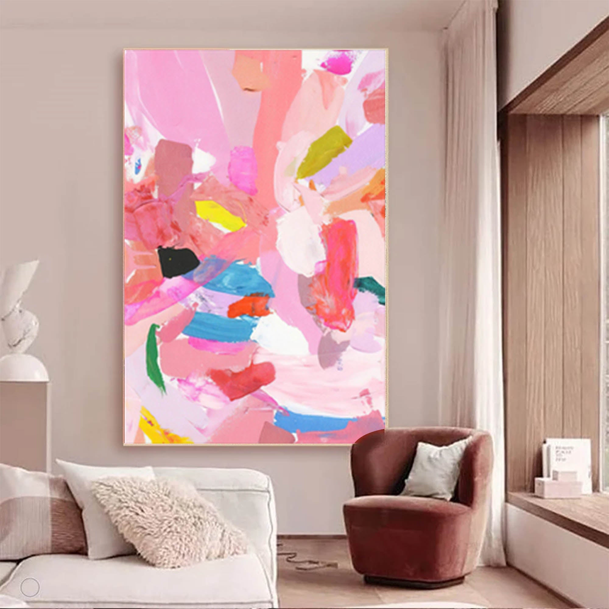 Colorful Pink Abstract Canvas Wall Art