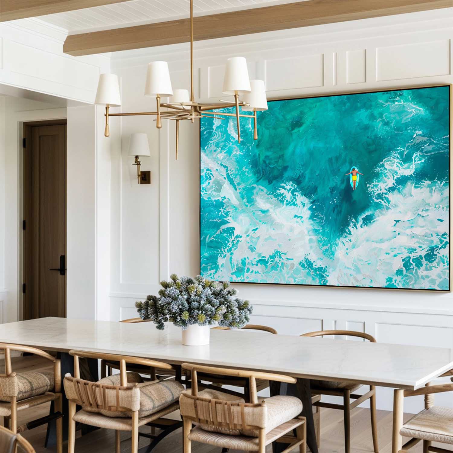 Turquoise Ocean Swirl Figurative Art
