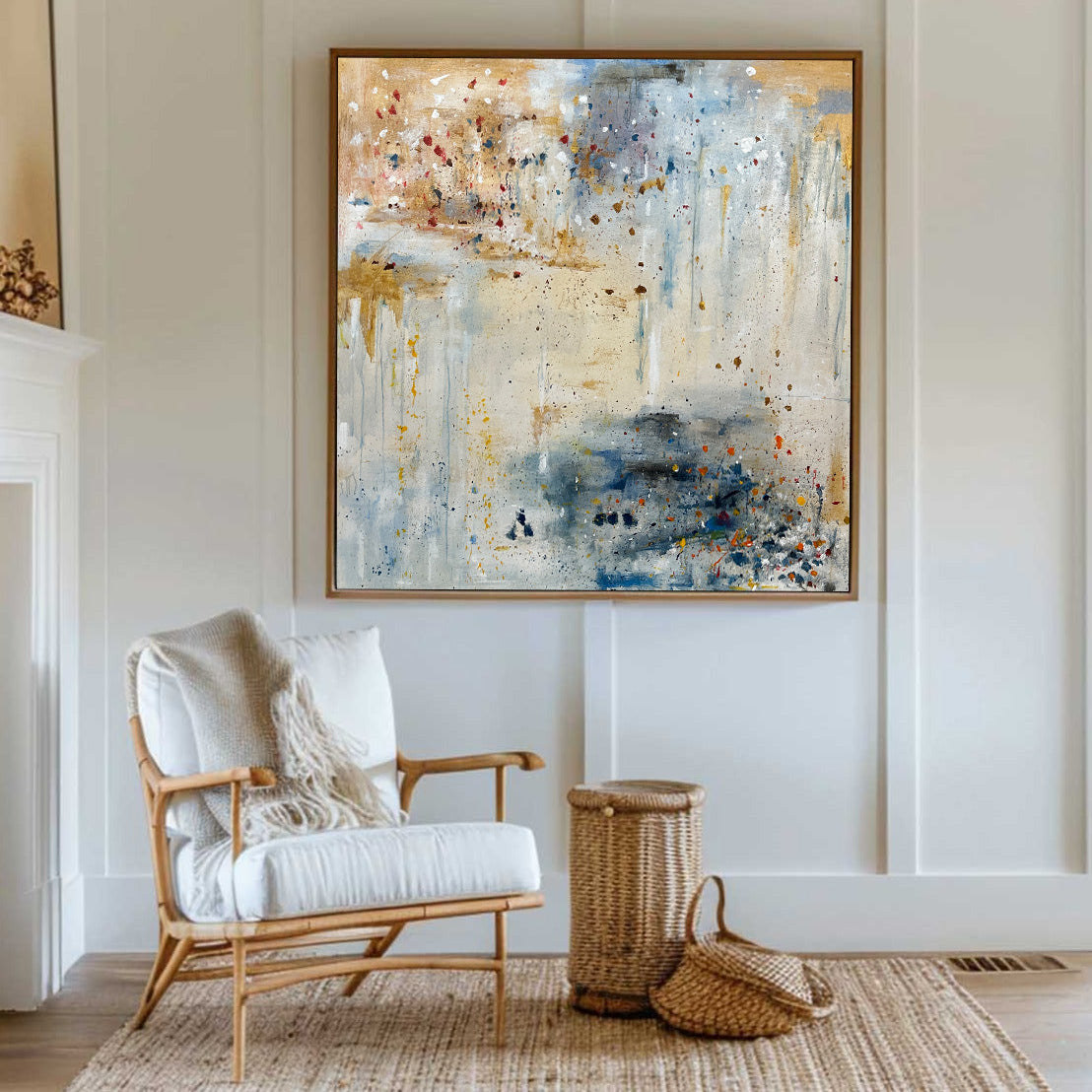 Blue Beige Abstract Textured Painting