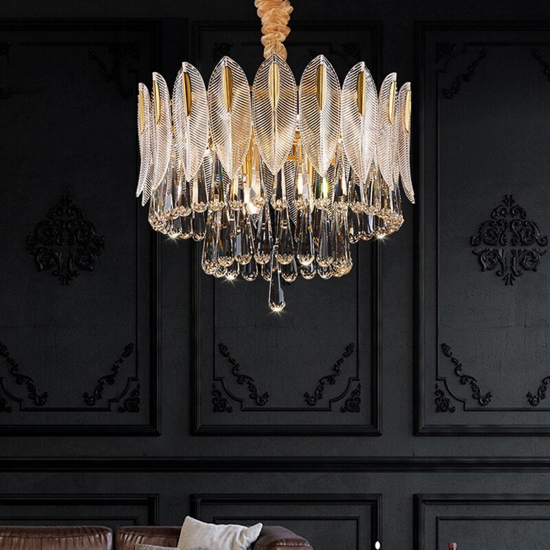 Arisha Luxury Feather Crystal Chandelier, Living Room - Neutralighting