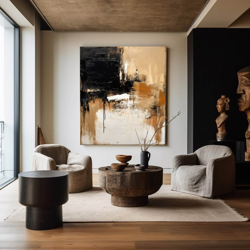 Black Gold Abstract Textured Painting