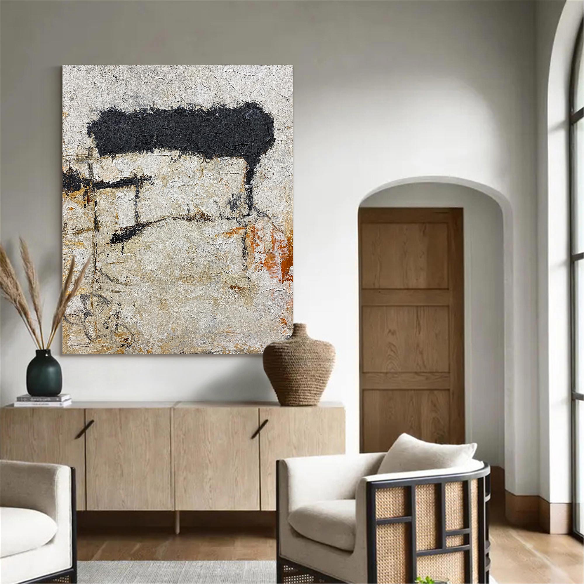 Rough Texture Wabi‑Sabi Abstract Hand‑Painted Artwork