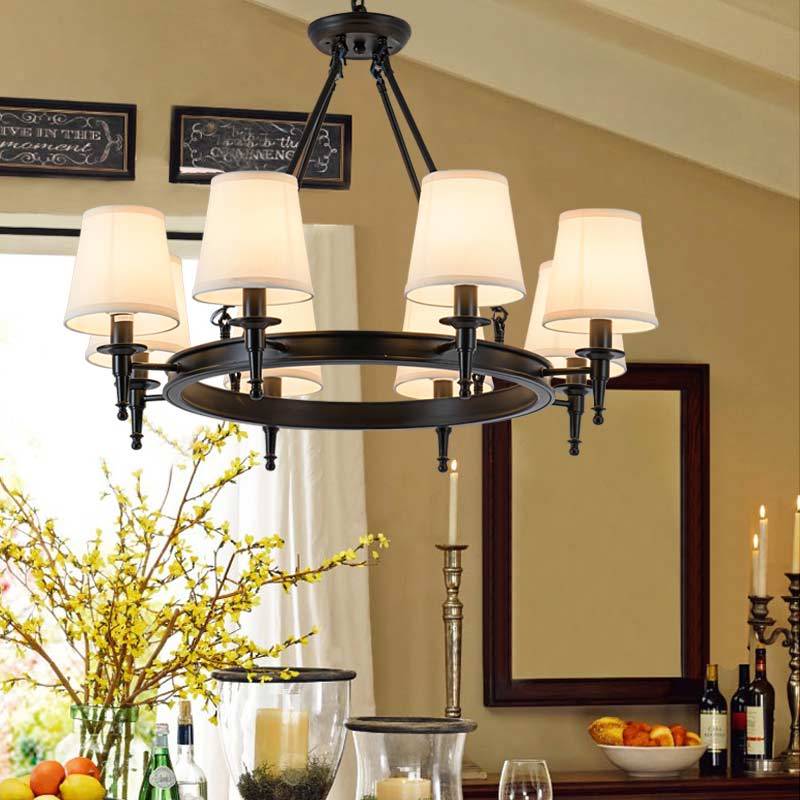 Silva vintage Ring Metal/Fabric Chandelier, Black/Copper - Neutralighting