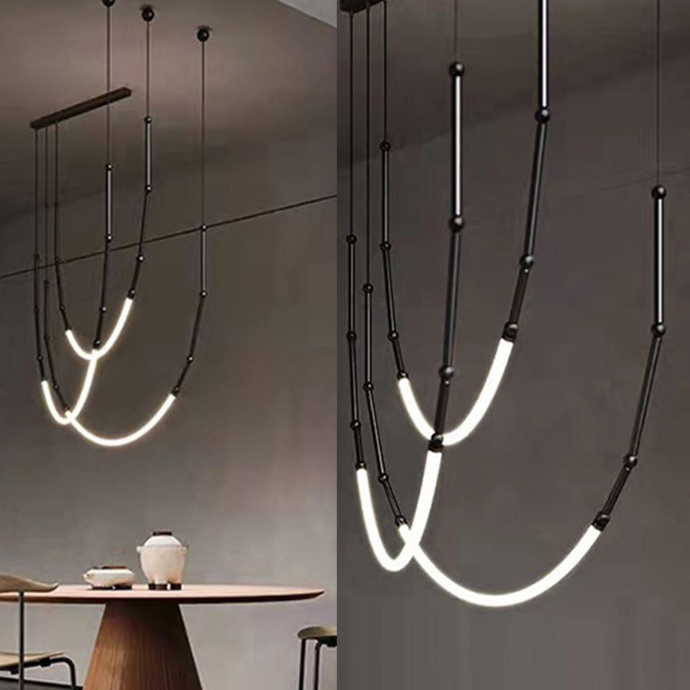 Arisha Modern Linear Metal/Silicone Pendant Light, Black - Neutralighting