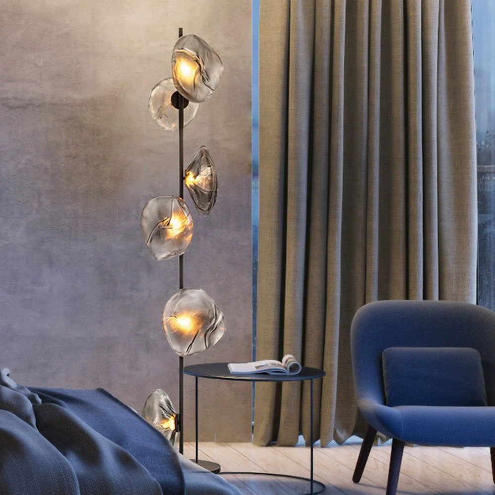 Byers Luxury Flower Metal/Glass Floor Lamp, Black/Gold/Grey - Neutralighting