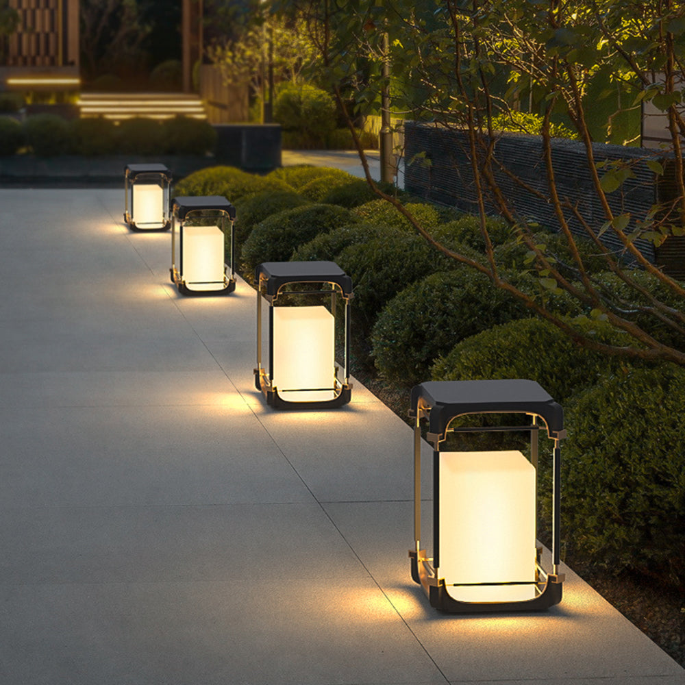 Ray Simple Cube/Cuboid Outdoor Floor Lamp, Hardwired/Solar, Black - Neutralighting