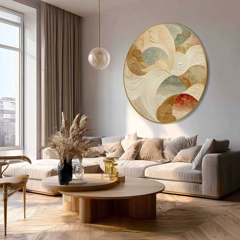 Wall Art Minimalist 3D Beige Textured